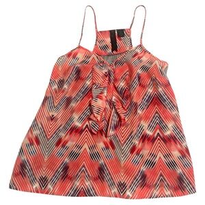 Petticoat Alley Burnt Orange Ruffled Camisole Size XS Geometric Modern Boho Chic